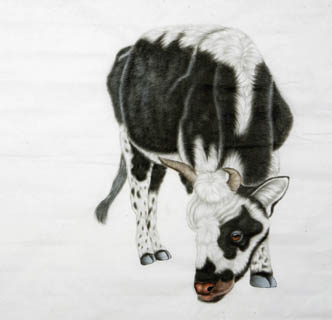 Chinese Cattle Painting,66cm x 66cm,4670016-x