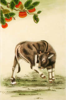 Chinese Cattle Painting,69cm x 46cm,4670019-x
