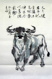 Chinese Cattle Painting,65cm x 100cm,4695079-x