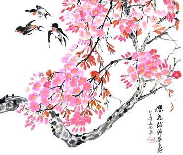 Chinese Cherry Blossom Painting,50cm x 60cm,2359002-x