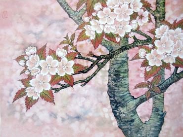 Chinese Cherry Blossom Painting,50cm x 70cm,2401001-x