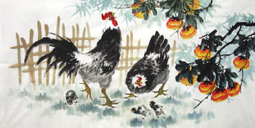Chinese Chicken Painting,69cm x 138cm,4483002-x