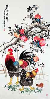 Chinese Chicken Painting,85cm x 180cm,yx21193002-x