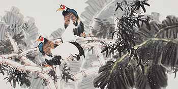 Chinese Chicken Painting,69cm x 138cm,zqd21190005-x