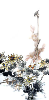 Chinese Chrysanthemum Painting,66cm x 136cm,2336070-x