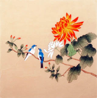 Chinese Chrysanthemum Painting,40cm x 40cm,2340021-x