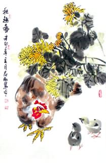 Chinese Chrysanthemum Painting,69cm x 46cm,2360054-x