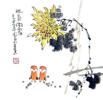 Chinese Chrysanthemum Painting,33cm x 33cm,2396014-x