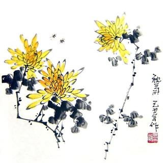 Chinese Chrysanthemum Painting,33cm x 33cm,2396016-x