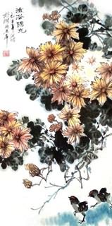 Chinese Chrysanthemum Painting,34cm x 69cm,2403011-x