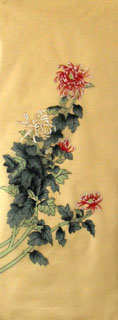 Chinese Chrysanthemum Painting,42cm x 110cm,2611003-x
