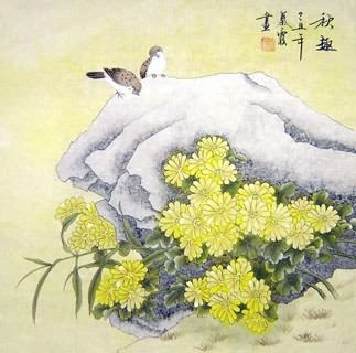 Chinese Chrysanthemum Painting,66cm x 66cm,2703019-x