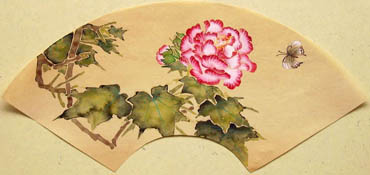 Chinese Cotton Rose Painting,19cm x 27cm,2421003-x