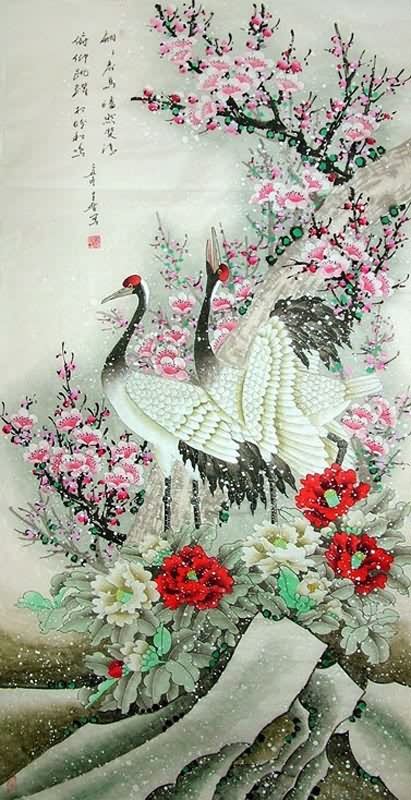 Chinese Crane Painting crane 2703041, 66cm x 136cm(26〃 x 53〃)