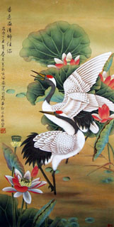 Chinese Crane Painting,45cm x 92cm,4319001-x