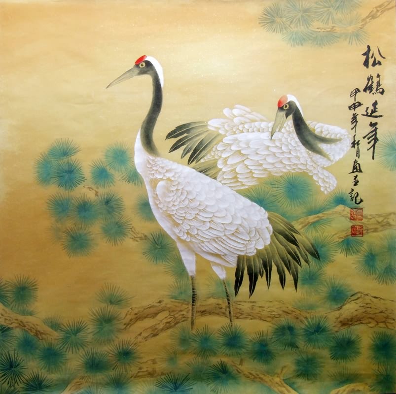 Chinese Crane Painting 4734072, 69cm x 69cm(27〃 x 27〃)