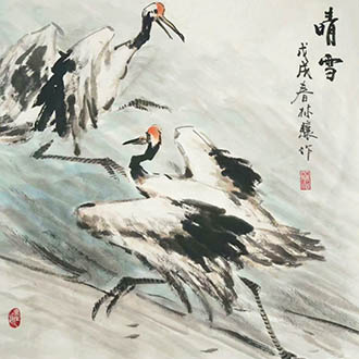 Chinese Crane Painting,68cm x 68cm,lx21125003-x