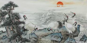 Chinese Crane Painting,69cm x 138cm,ysq21078005-x