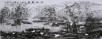 Chinese Crane Painting,180cm x 68cm,zjp21110010-x