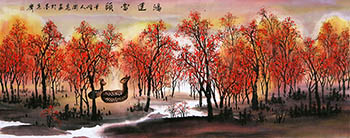 Chinese Deer Painting,70cm x 180cm,kl41201007-x
