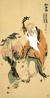 Chinese Deer Painting,68cm x 136cm,ys41202005-x