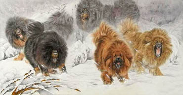 Chinese Dog Painting,97cm x 180cm,4445004-x