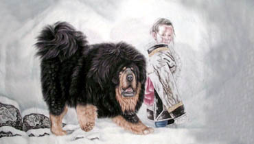 Chinese Dog Painting,97cm x 180cm,4445007-x
