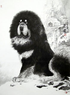 Chinese Dog Painting,95cm x 130cm,4445009-x
