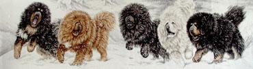 Chinese Dog Painting,97cm x 358cm,4445017-x