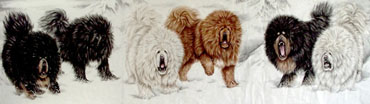 Chinese Dog Painting,97cm x 358cm,4445018-x