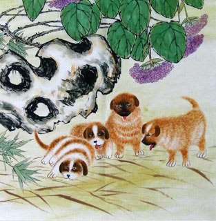 Chinese Dog Painting,50cm x 50cm,4449013-x