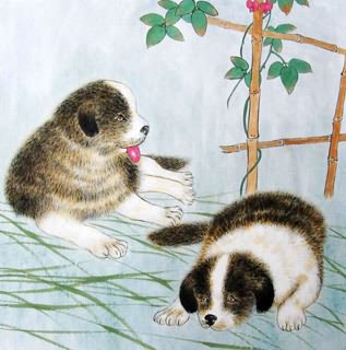 Chinese Dog Painting,50cm x 50cm,4449014-x