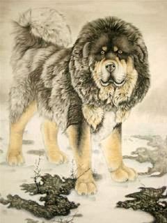 Chinese Dog Painting,70cm x 90cm,4460004-x