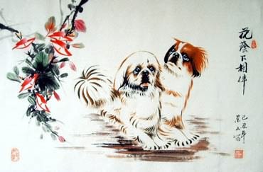 Chinese Dog Painting,69cm x 46cm,4467003-x