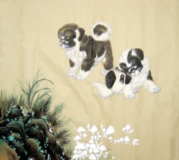 Chinese Dog Painting,50cm x 50cm,4468003-x
