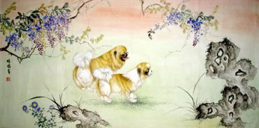Chinese Dog Painting,66cm x 130cm,4471001-x