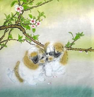 Chinese Dog Painting,45cm x 45cm,4471002-x