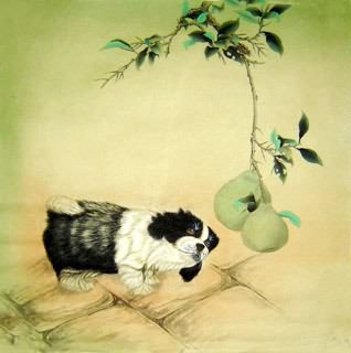 Chinese Dog Painting,69cm x 69cm,4507006-x