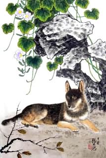 Chinese Dog Painting,69cm x 46cm,4721016-x