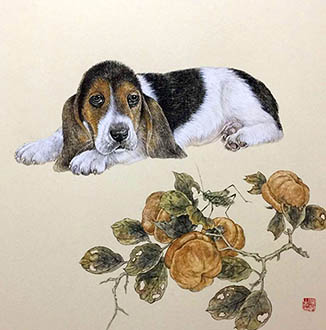 Chinese Dog Painting,50cm x 50cm,lbz41082012-x