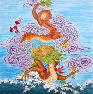 Chinese Dragon Painting,66cm x 66cm,4449035-x