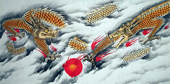 Chinese Dragon Painting,65cm x 134cm,4732010-x