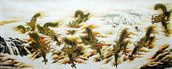 Chinese Dragon Painting,96cm x 240cm,4738017-x