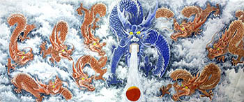 Chinese Dragon Painting,90cm x 240cm,4738023-x