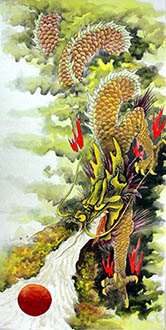 Chinese Dragon Painting,136cm x 68cm,4738029-x