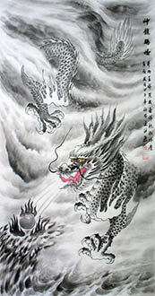 Chinese Dragon Painting,54cm x 97cm,wxy41212006-x