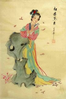 Chinese Dream of the Red Chamber Beauties & Figures Painting,30cm x 40cm,3336036-x
