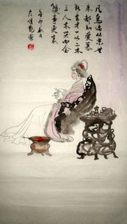 Chinese Dream of the Red Chamber Beauties & Figures Painting,48cm x 96cm,3718013-x