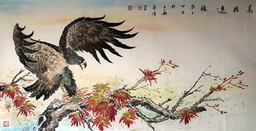 Chinese Eagle Painting,66cm x 130cm,4384002-x