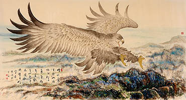 Chinese Eagle Painting,92cm x 174cm,4384003-x